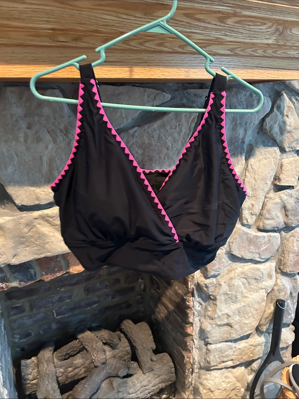 BloomChic Black Bikini Top with Pink Trim